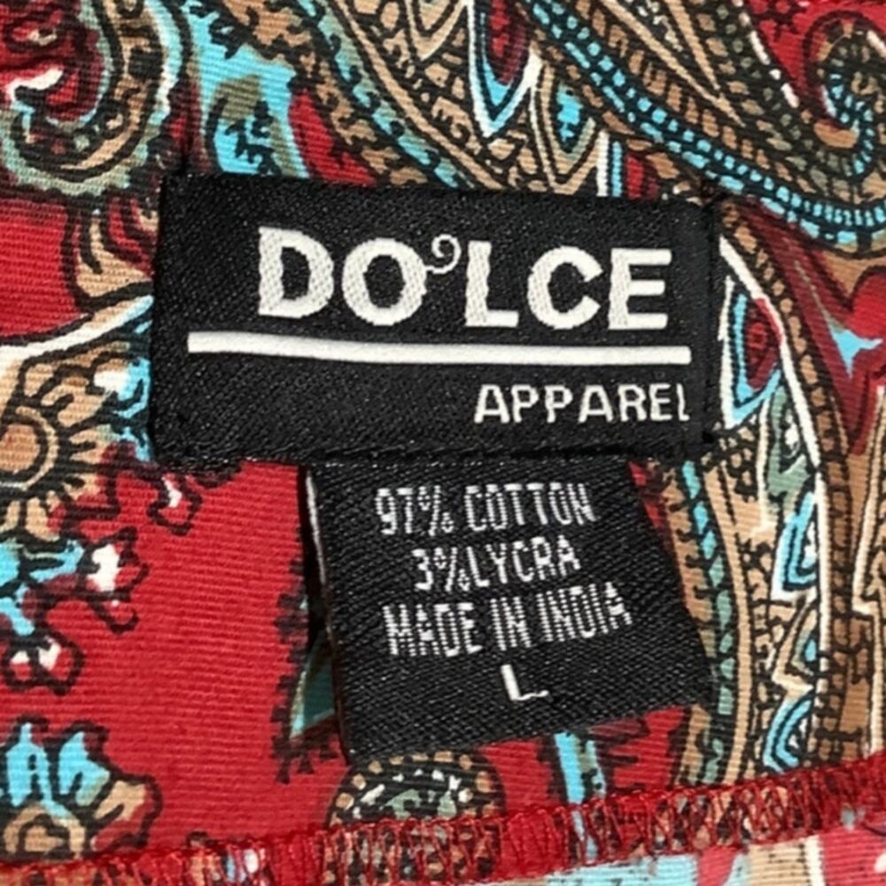 Vibrant Paisley Midi Skirt with intricate red /turquoise beading 
Sz: large - Picture 4 of 6